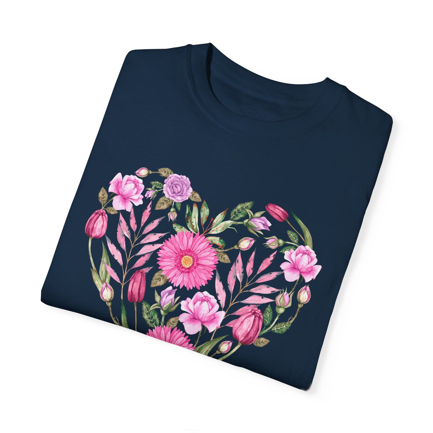 Pink Flowers Heart - Comfort Colors Shirt