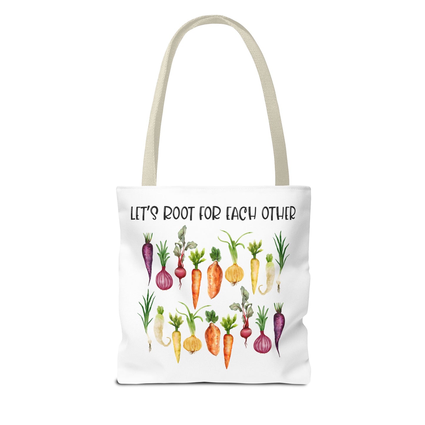Let's Root for Each Other Tote Bag - Colorful Vegetable Design