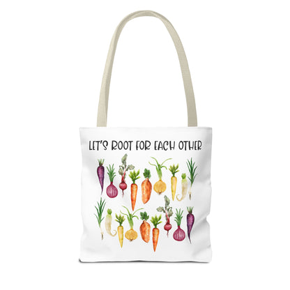Let's Root for Each Other Tote Bag - Colorful Vegetable Design