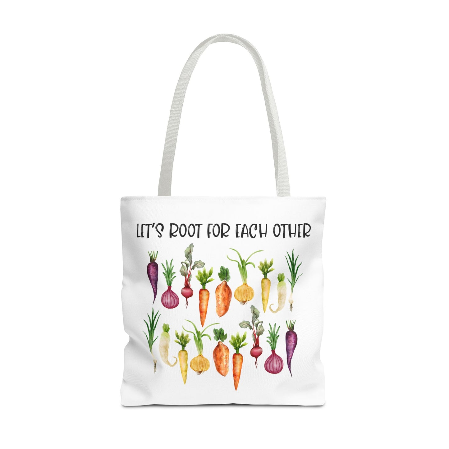 Let's Root for Each Other Tote Bag - Colorful Vegetable Design