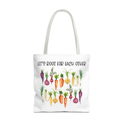 Let's Root for Each Other Tote Bag - Colorful Vegetable Design