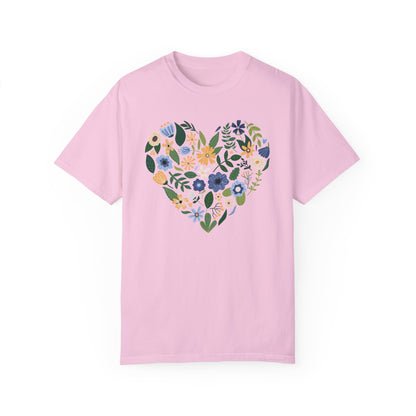 Blue Flowers Heart - Comfort Colors Shirt