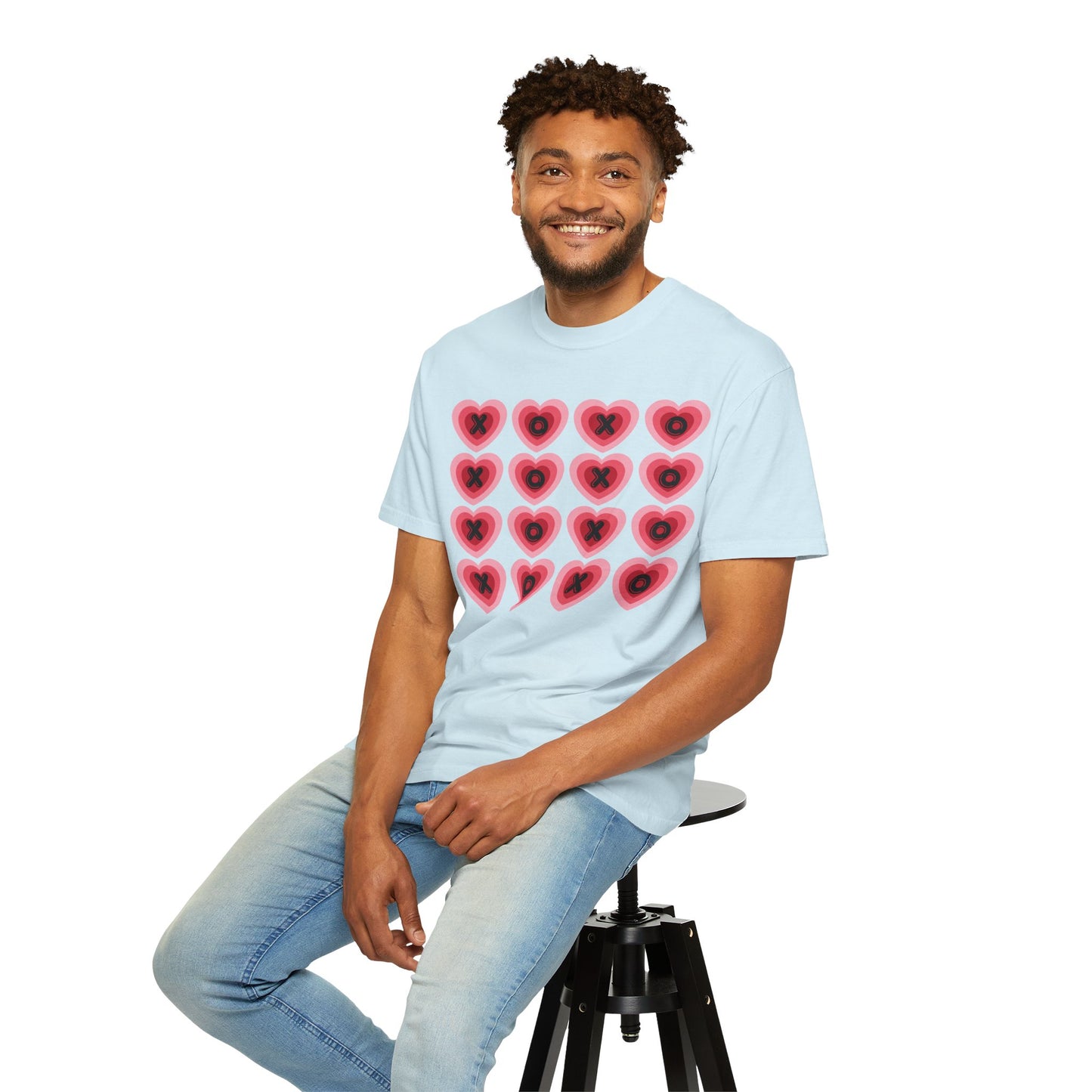 Retro Heart X's and O's - Comfort Colors Shirt