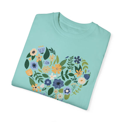 Blue Flowers Heart - Comfort Colors Shirt