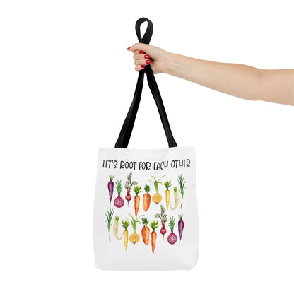 Let's Root for Each Other Tote Bag - Colorful Vegetable Design