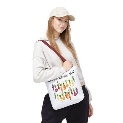 Let's Root for Each Other Tote Bag - Colorful Vegetable Design
