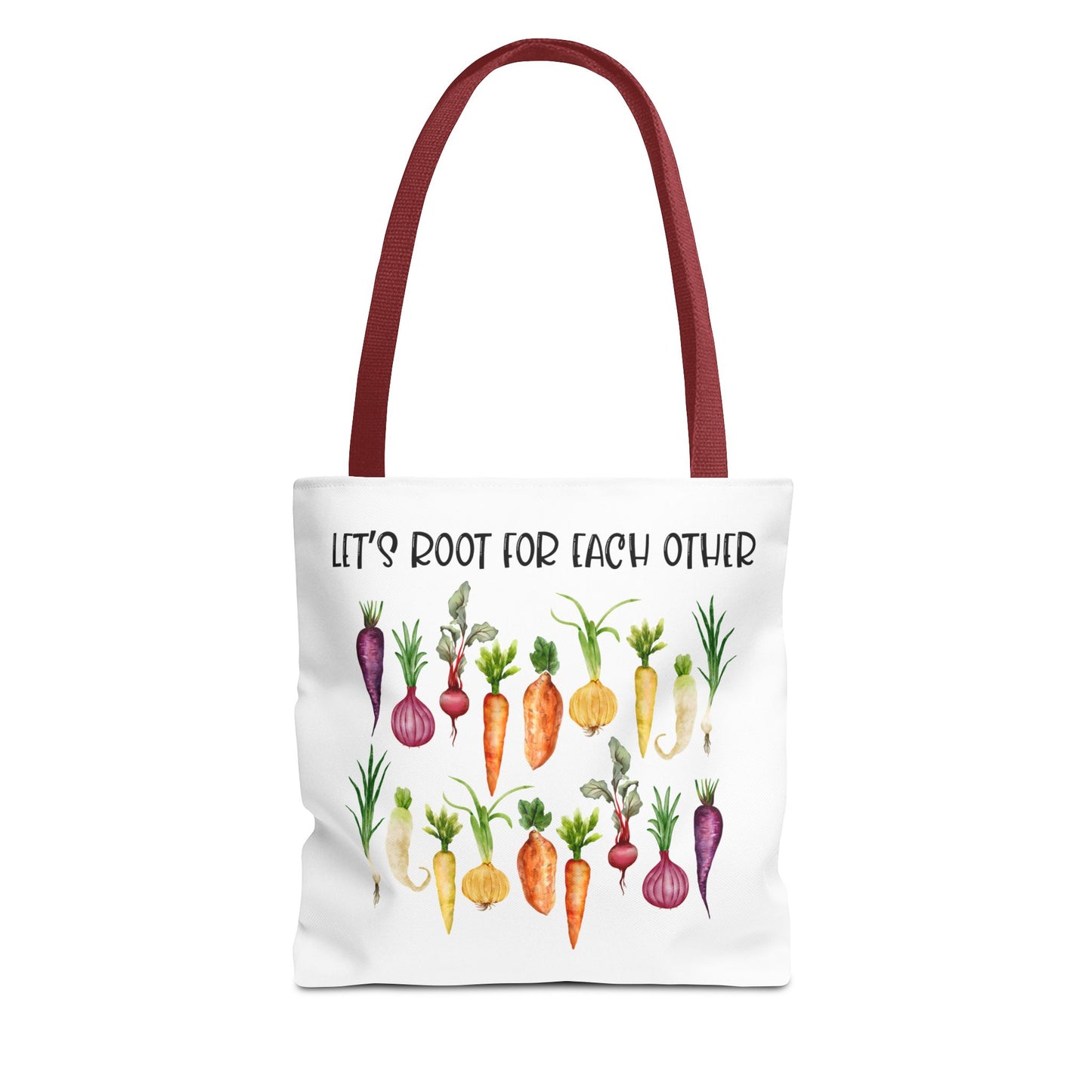 Let's Root for Each Other Tote Bag - Colorful Vegetable Design
