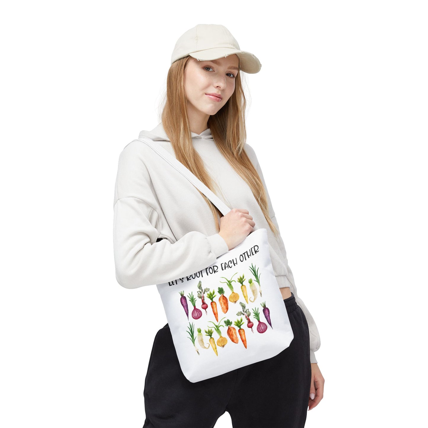 Let's Root for Each Other Tote Bag - Colorful Vegetable Design