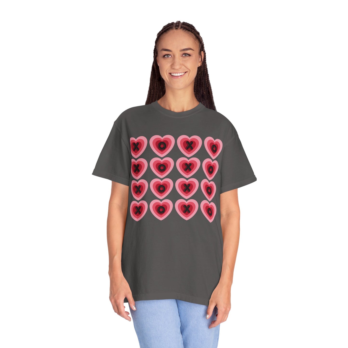 Retro Heart X's and O's - Comfort Colors Shirt