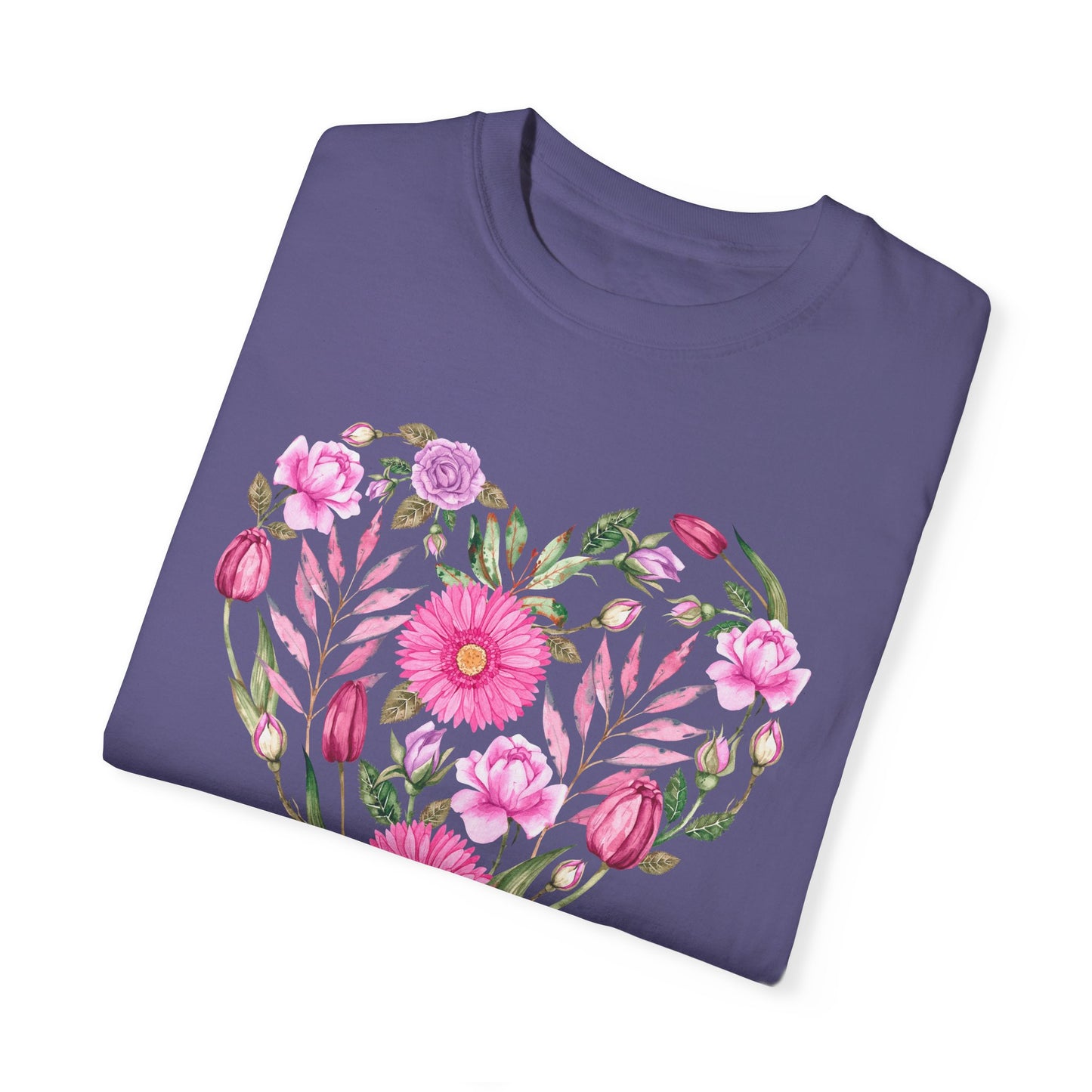 Pink Flowers Heart - Comfort Colors Shirt