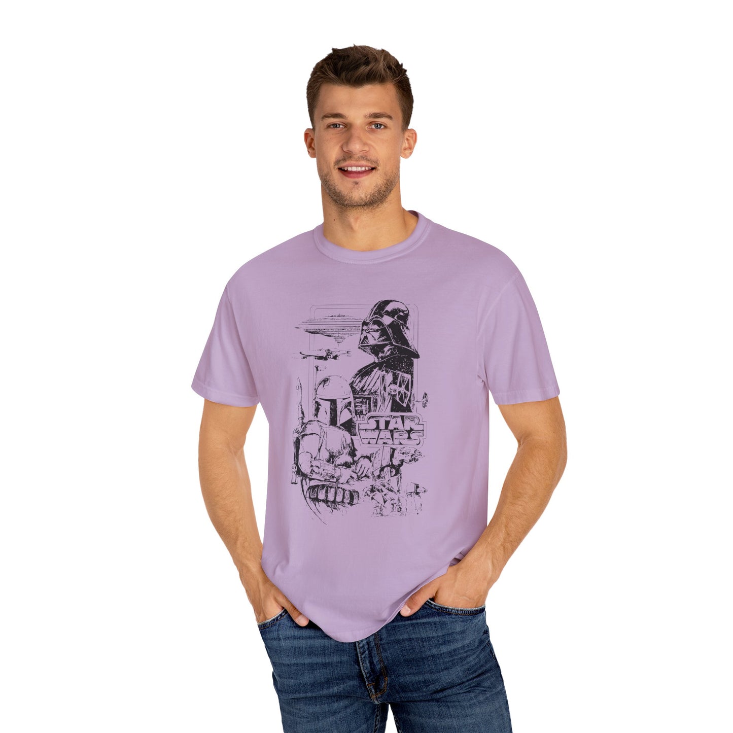 Star Wars Black Line Drawing - Comfort Colors Shirt