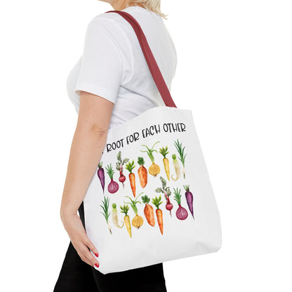 Let's Root for Each Other Tote Bag - Colorful Vegetable Design