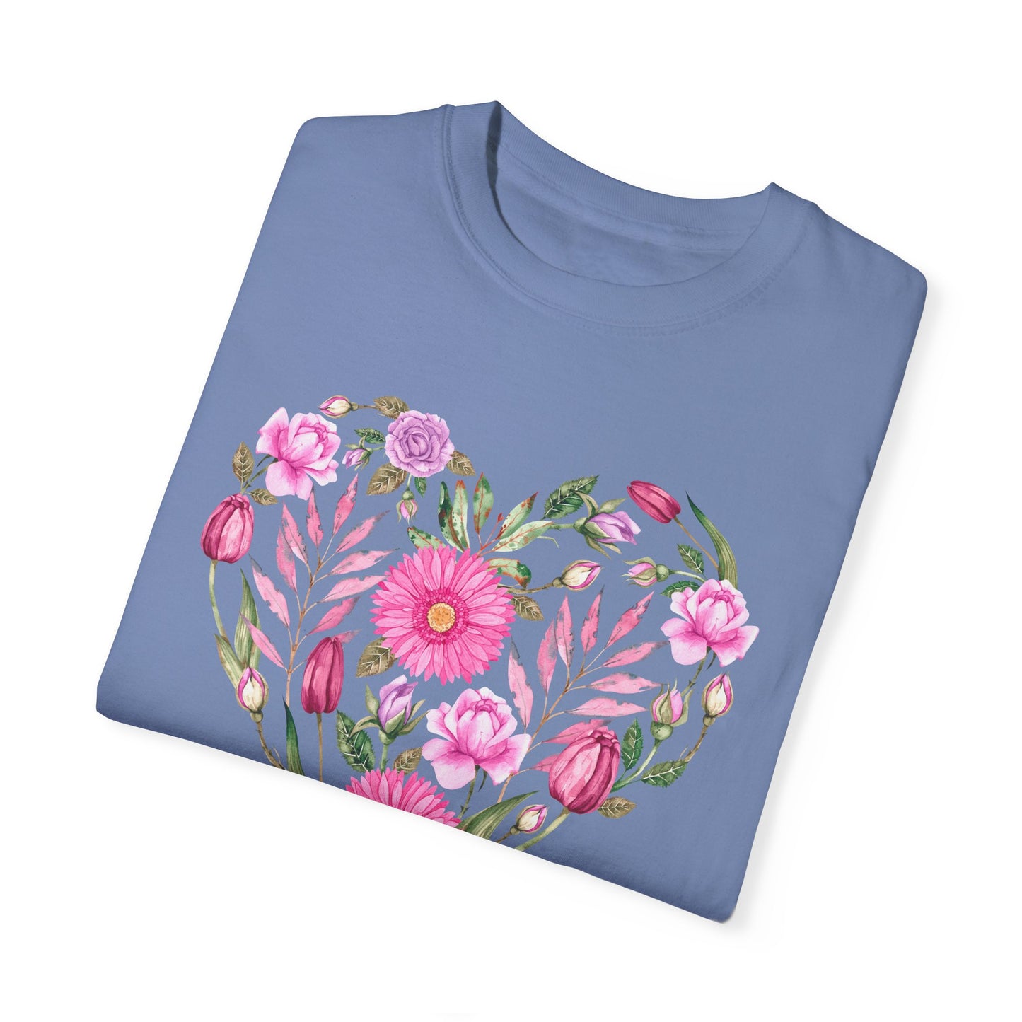Pink Flowers Heart - Comfort Colors Shirt