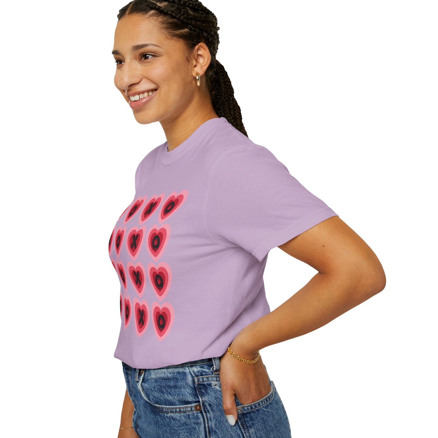 Retro Heart X's and O's - Comfort Colors Shirt