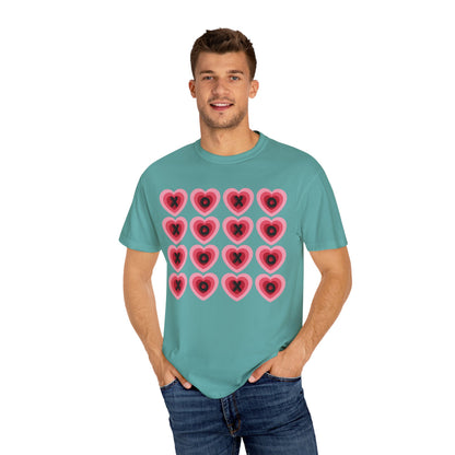 Retro Heart X's and O's - Comfort Colors Shirt
