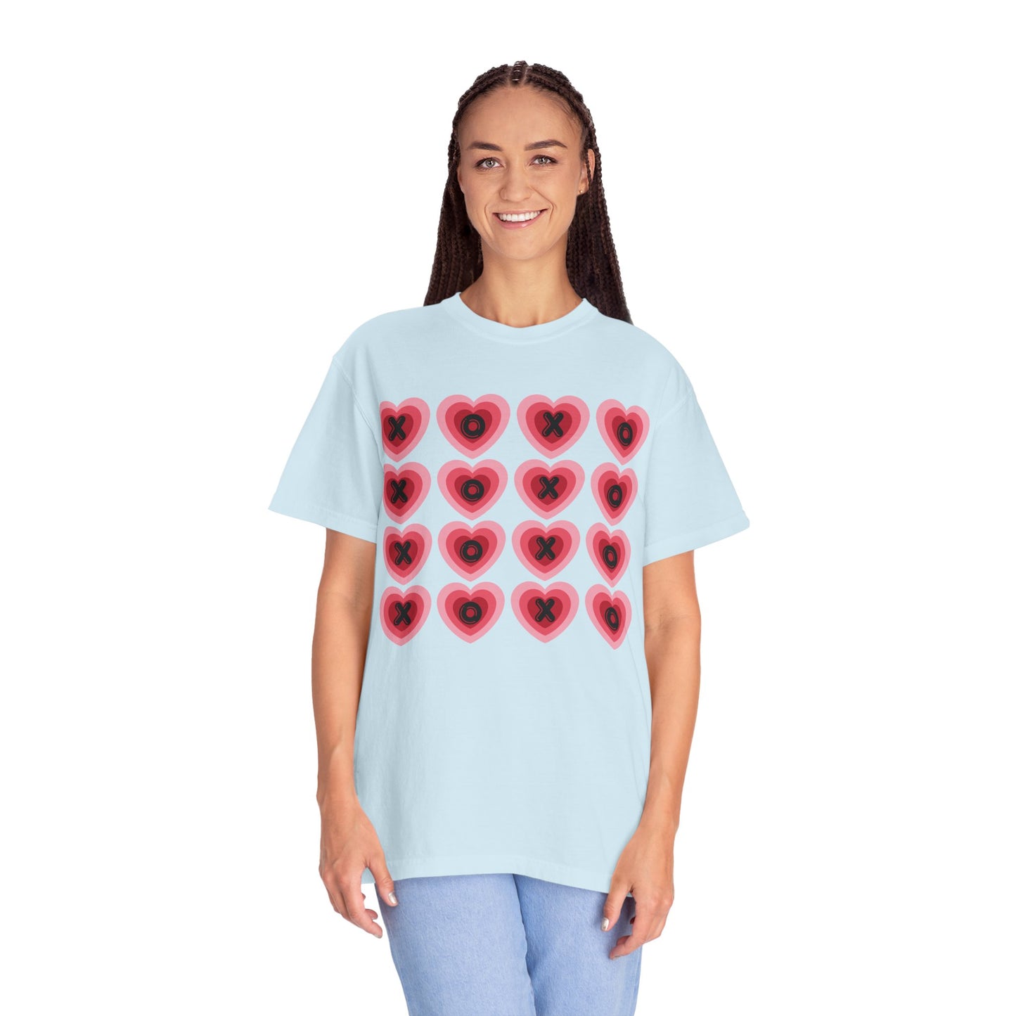 Retro Heart X's and O's - Comfort Colors Shirt