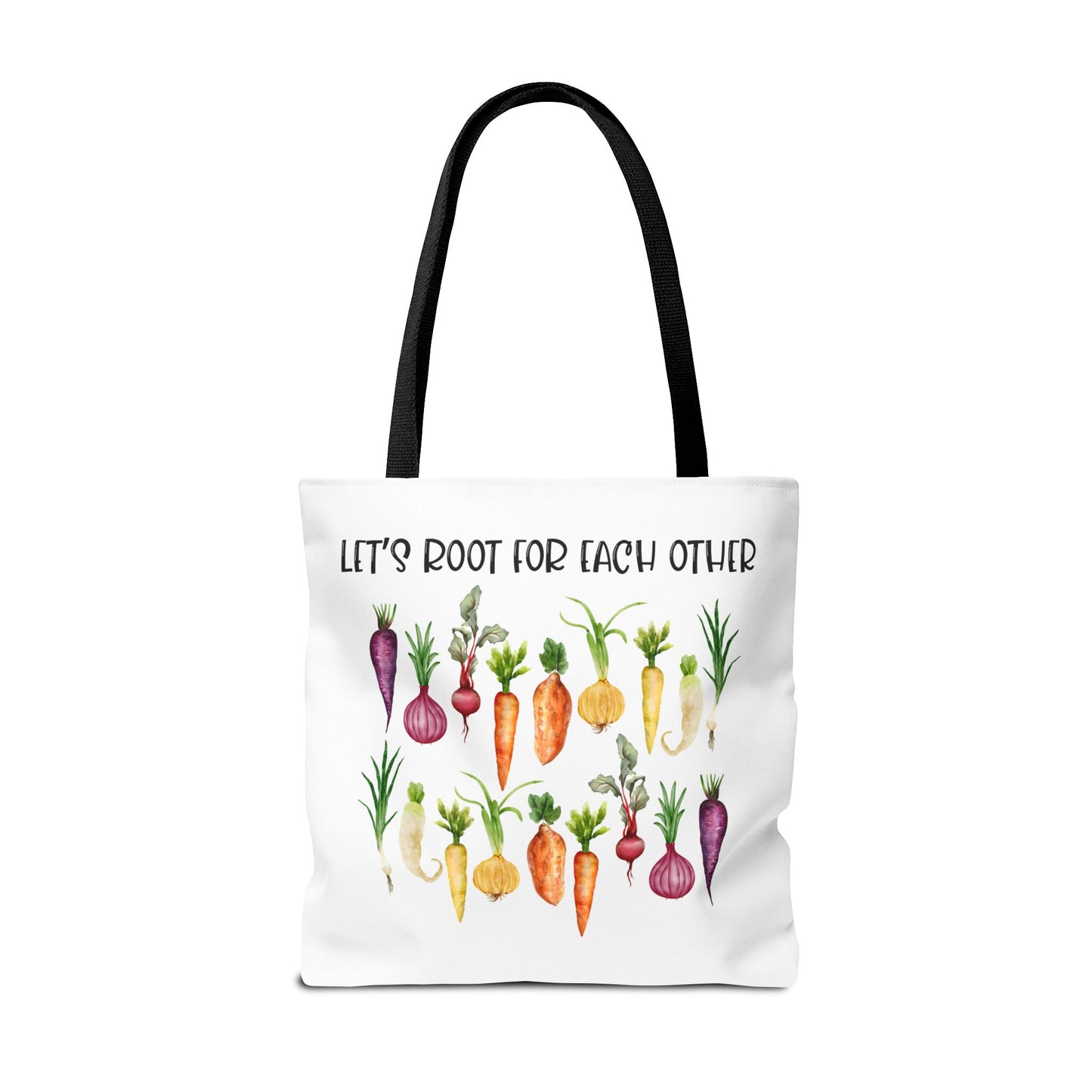 Let's Root for Each Other Tote Bag - Colorful Vegetable Design