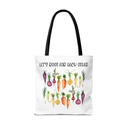 Let's Root for Each Other Tote Bag - Colorful Vegetable Design