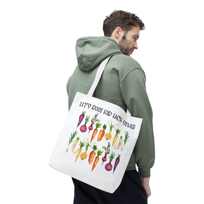 Let's Root for Each Other Tote Bag - Colorful Vegetable Design