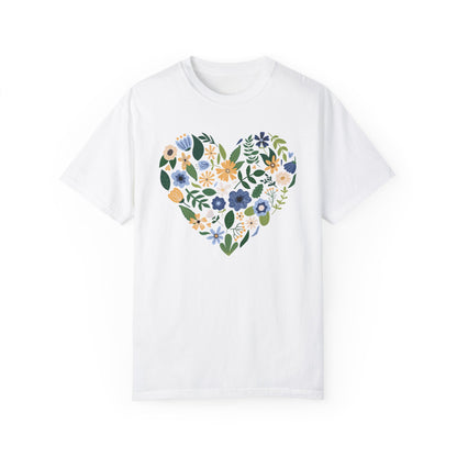 Blue Flowers Heart - Comfort Colors Shirt