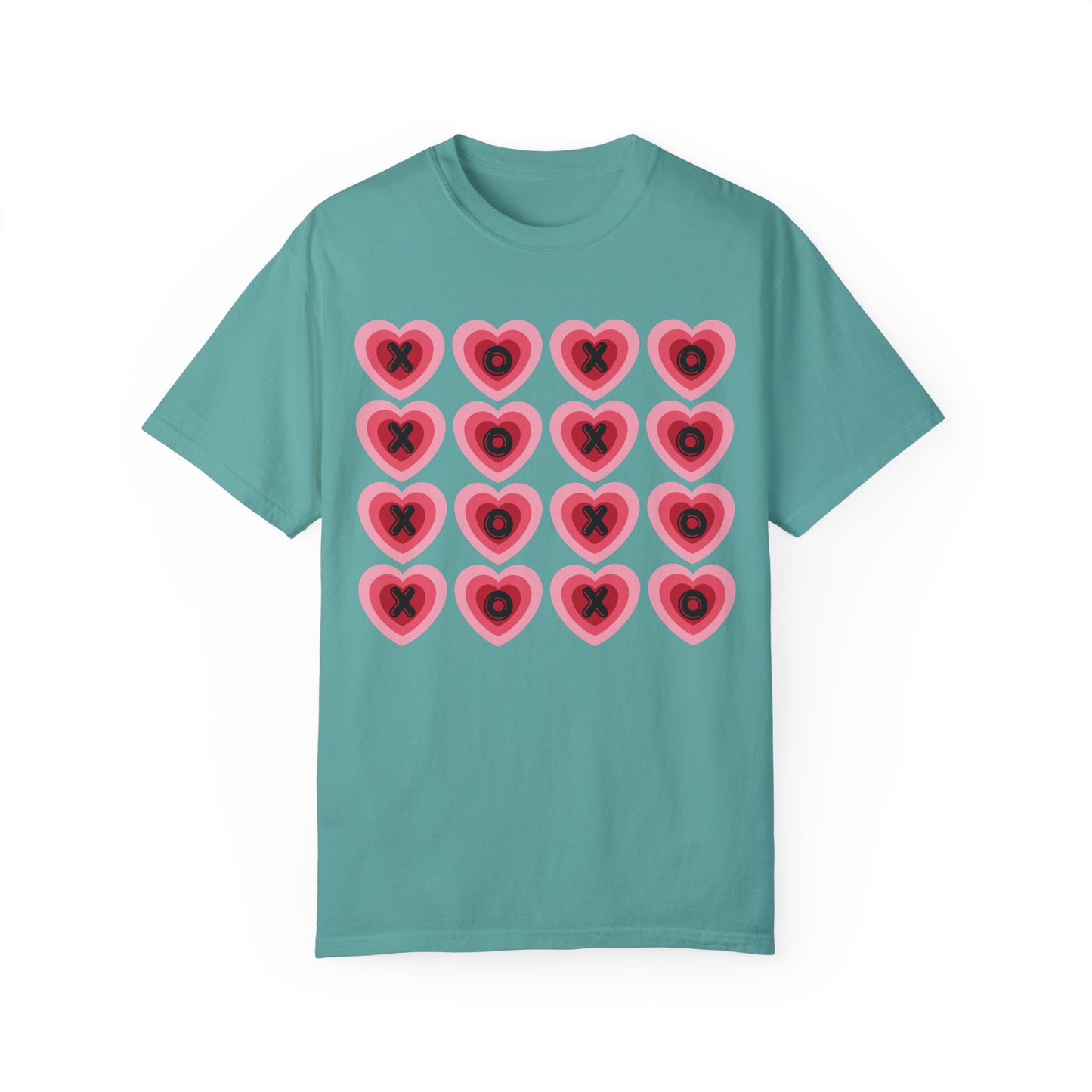 Retro Heart X's and O's - Comfort Colors Shirt