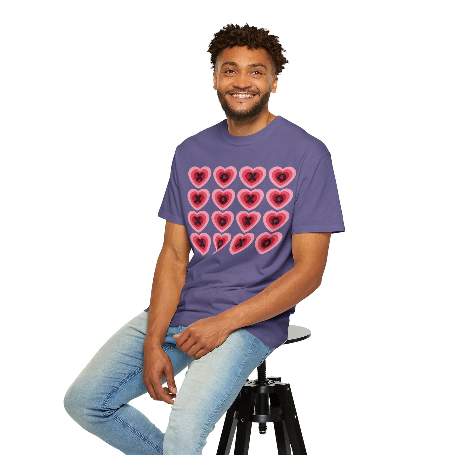 Retro Heart X's and O's - Comfort Colors Shirt