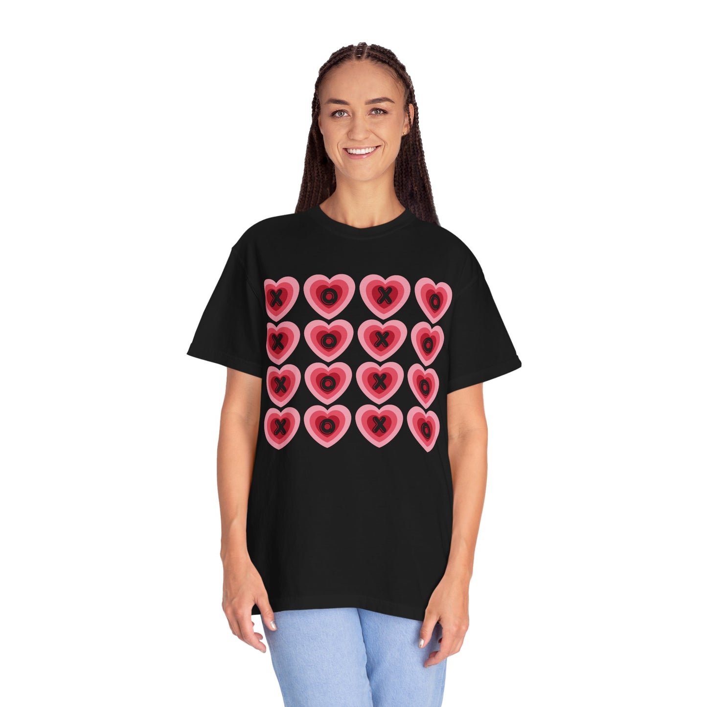 Retro Heart X's and O's - Comfort Colors Shirt