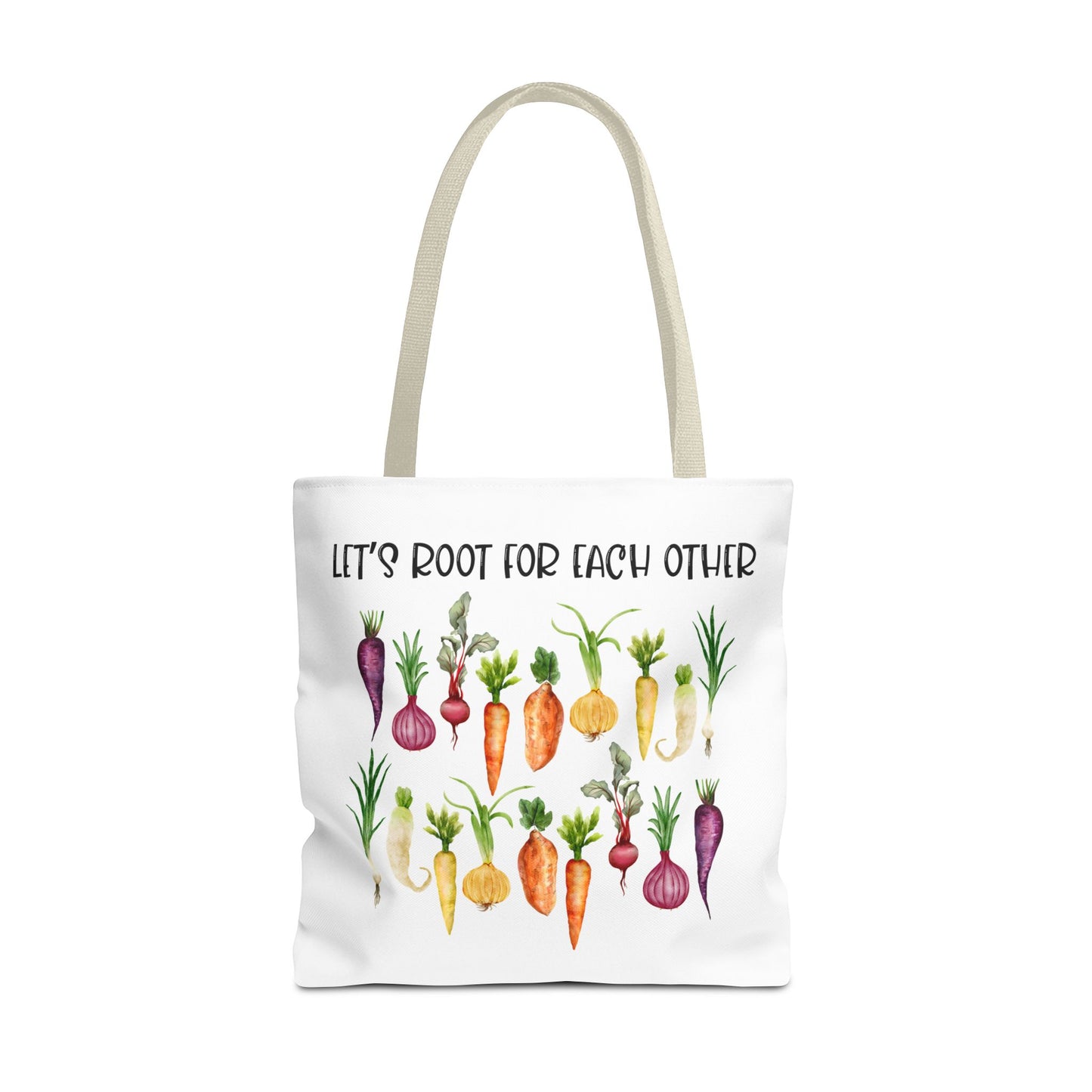 Let's Root for Each Other Tote Bag - Colorful Vegetable Design