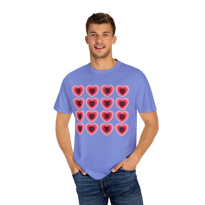 Retro Heart X's and O's - Comfort Colors Shirt
