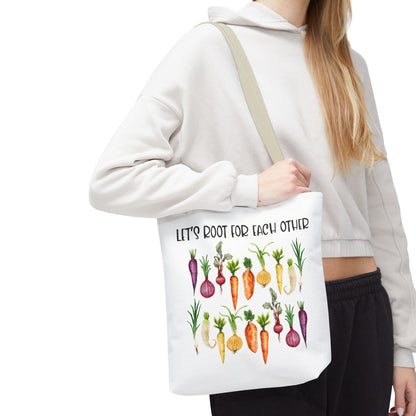 Let's Root for Each Other Tote Bag - Colorful Vegetable Design