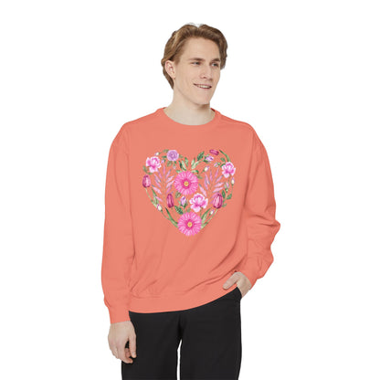 Pink Flowers Heart - Comfort Colors Sweatshirt