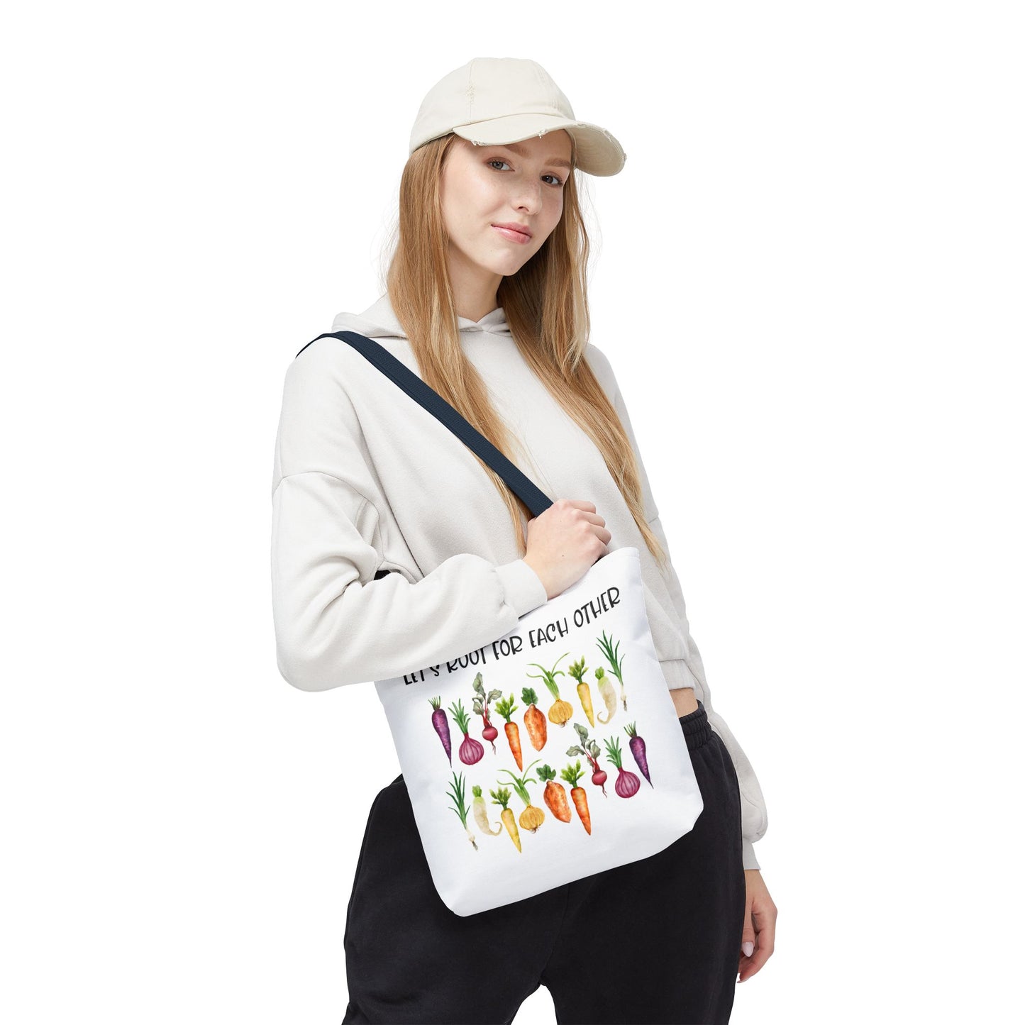 Let's Root for Each Other Tote Bag - Colorful Vegetable Design