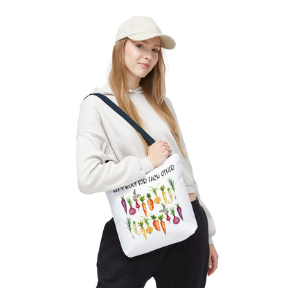 Let's Root for Each Other Tote Bag - Colorful Vegetable Design