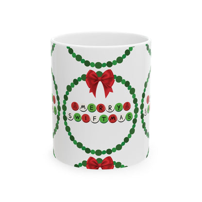 Merry Swiftmas - Friendship Bracelet Wreath - Ceramic Mug, (11oz, 15oz)