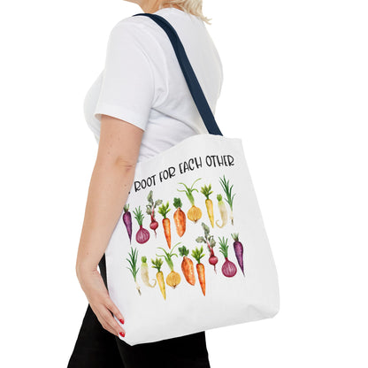 Let's Root for Each Other Tote Bag - Colorful Vegetable Design