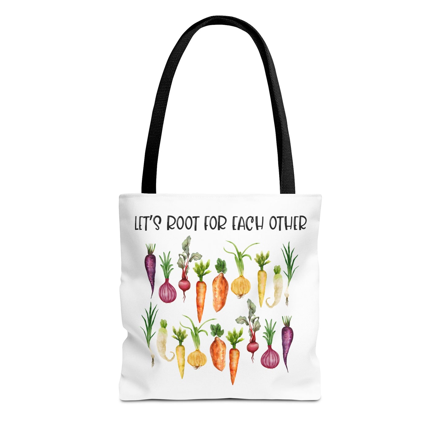 Let's Root for Each Other Tote Bag - Colorful Vegetable Design