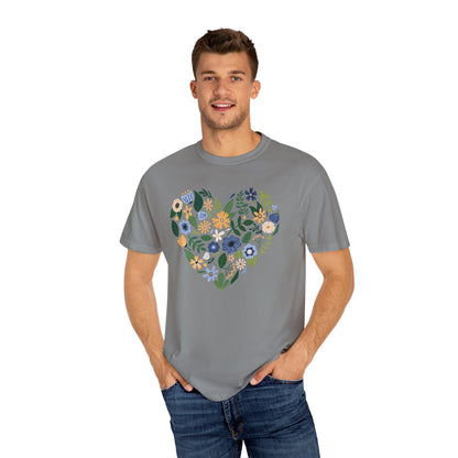Blue Flowers Heart - Comfort Colors Shirt