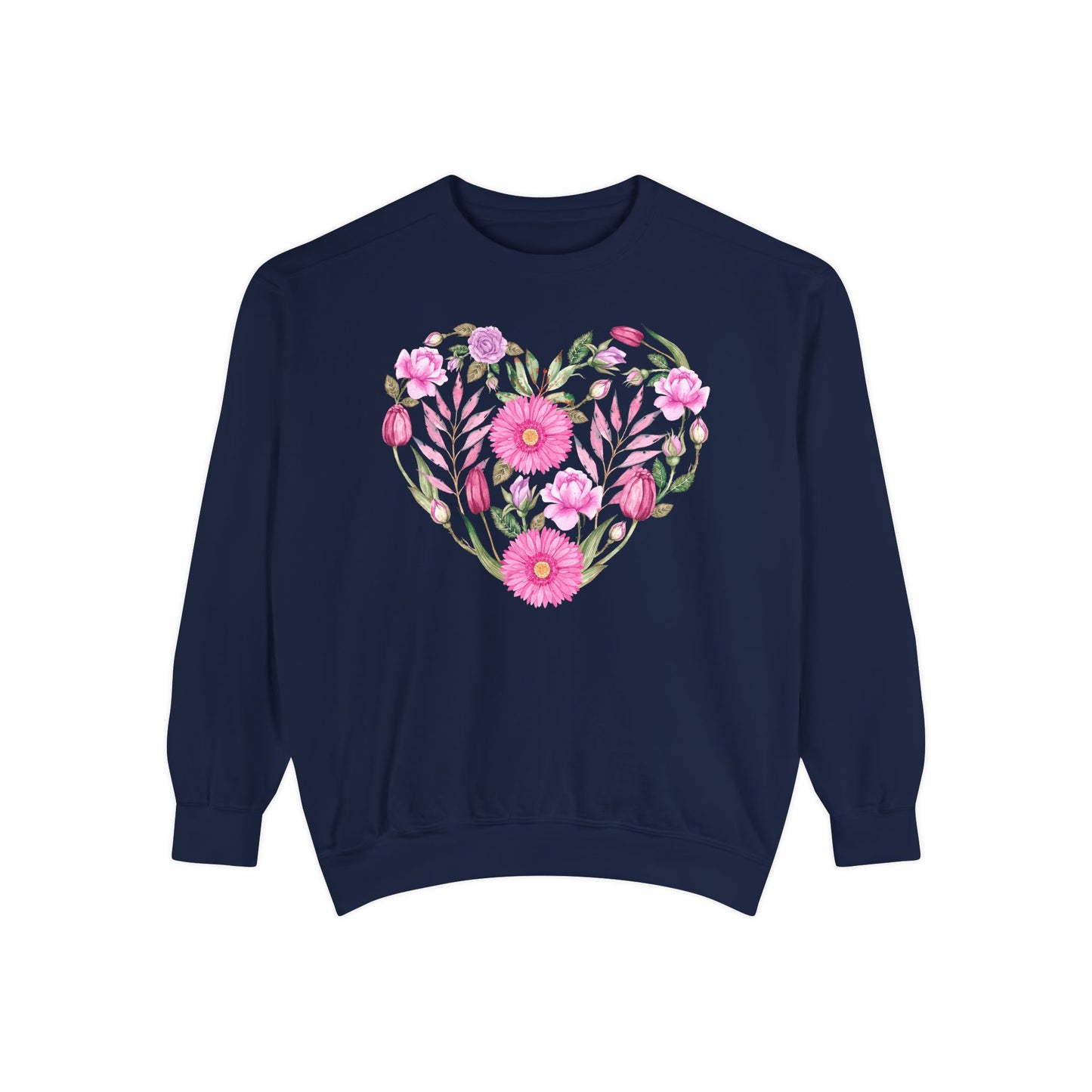 Pink Flowers Heart - Comfort Colors Sweatshirt