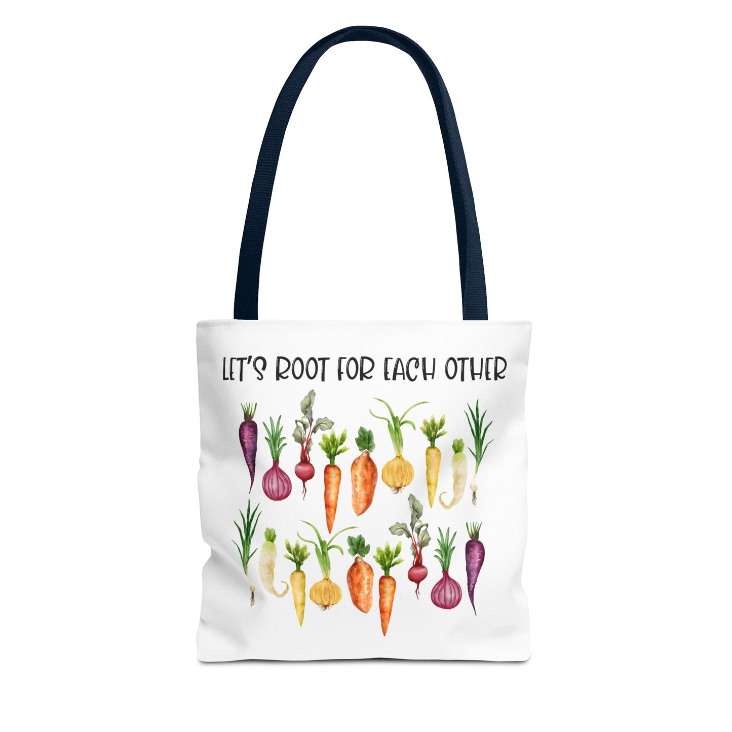 Let's Root for Each Other Tote Bag - Colorful Vegetable Design