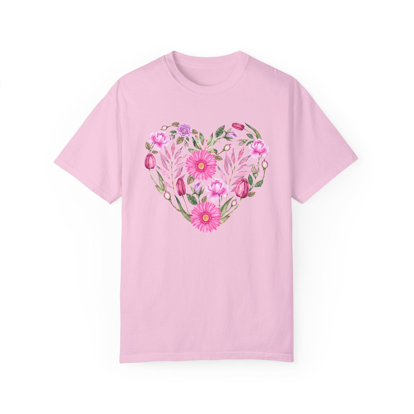 Pink Flowers Heart - Comfort Colors Shirt