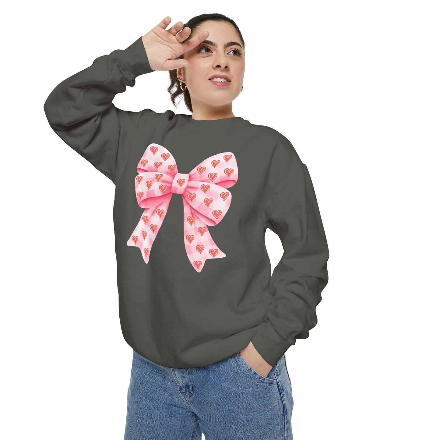 Pink Bow & Hearts - Comfort Colors Sweatshirt