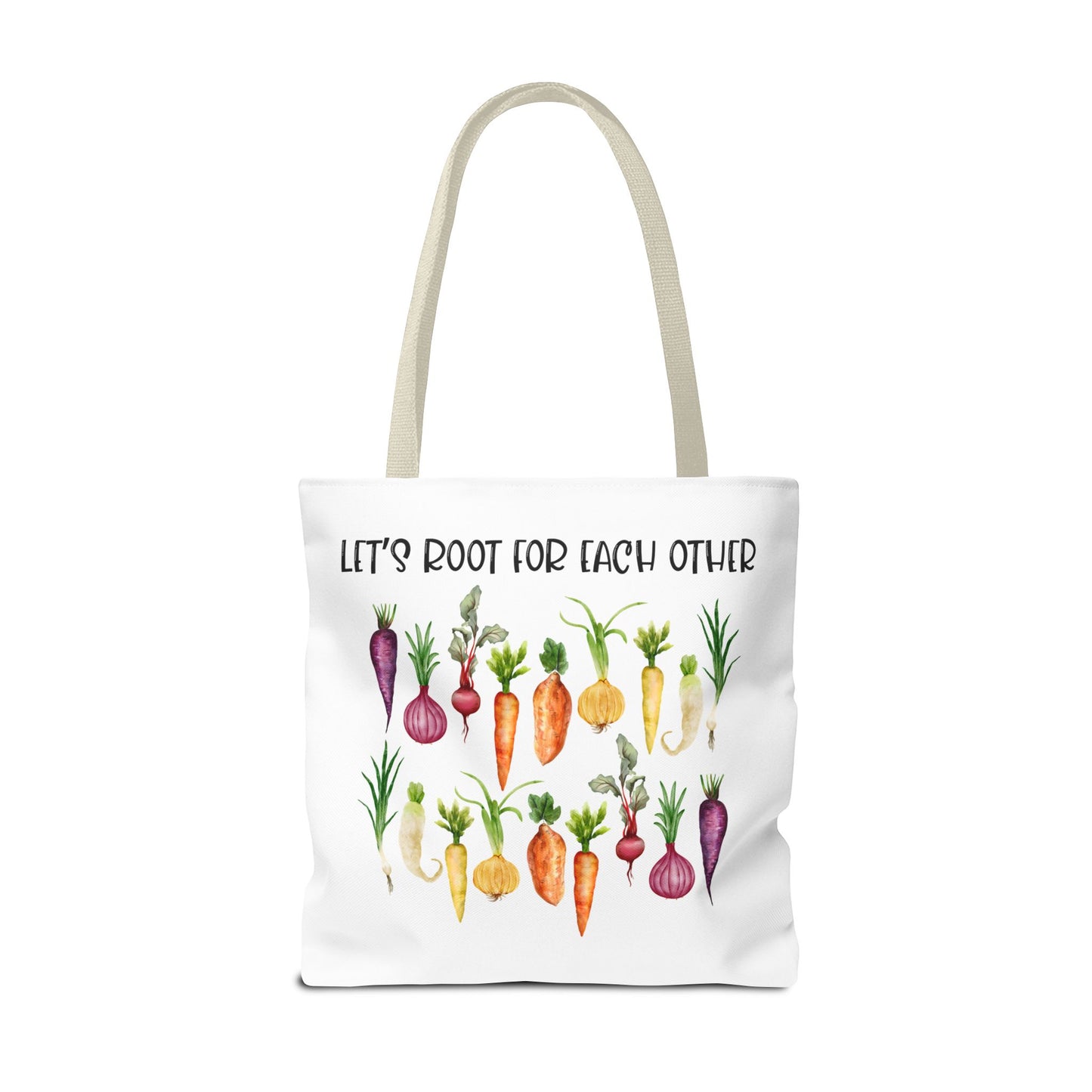 Let's Root for Each Other Tote Bag - Colorful Vegetable Design
