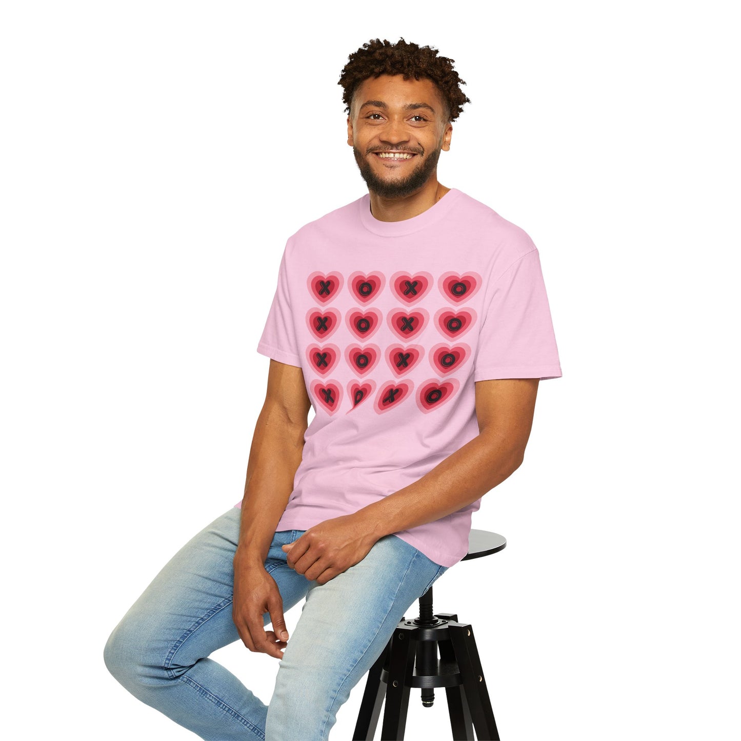 Retro Heart X's and O's - Comfort Colors Shirt