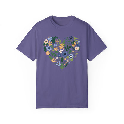 Blue Flowers Heart - Comfort Colors Shirt
