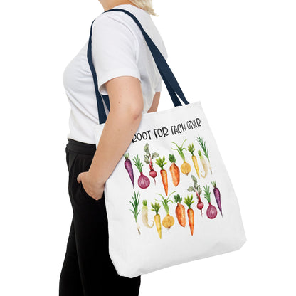 Let's Root for Each Other Tote Bag - Colorful Vegetable Design