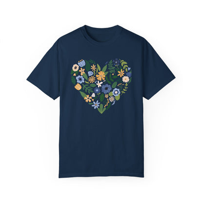 Blue Flowers Heart - Comfort Colors Shirt