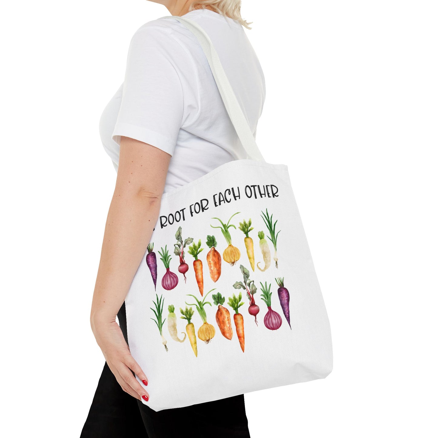 Let's Root for Each Other Tote Bag - Colorful Vegetable Design
