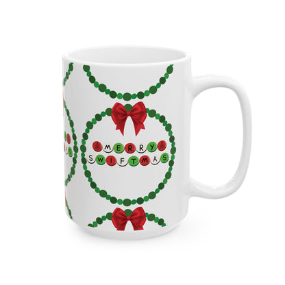 Merry Swiftmas - Friendship Bracelet Wreath - Ceramic Mug, (11oz, 15oz)