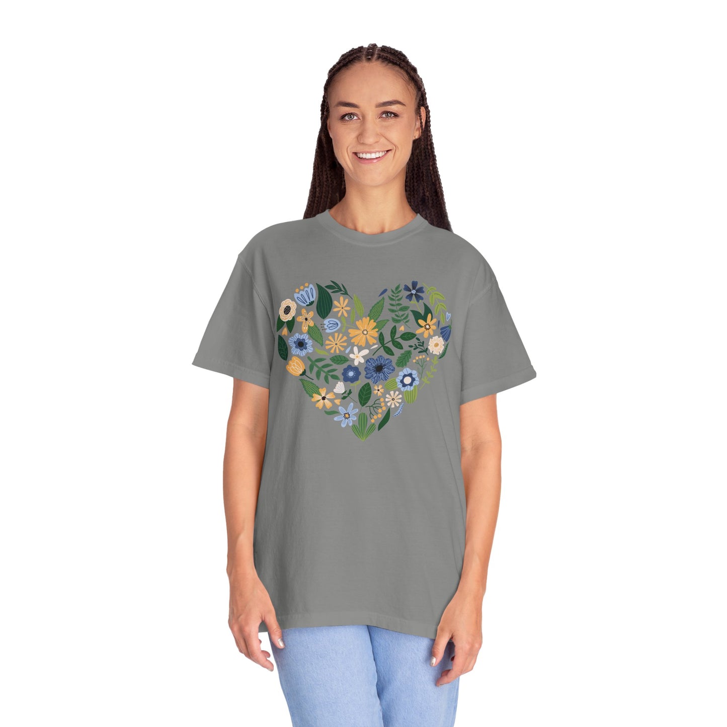 Blue Flowers Heart - Comfort Colors Shirt