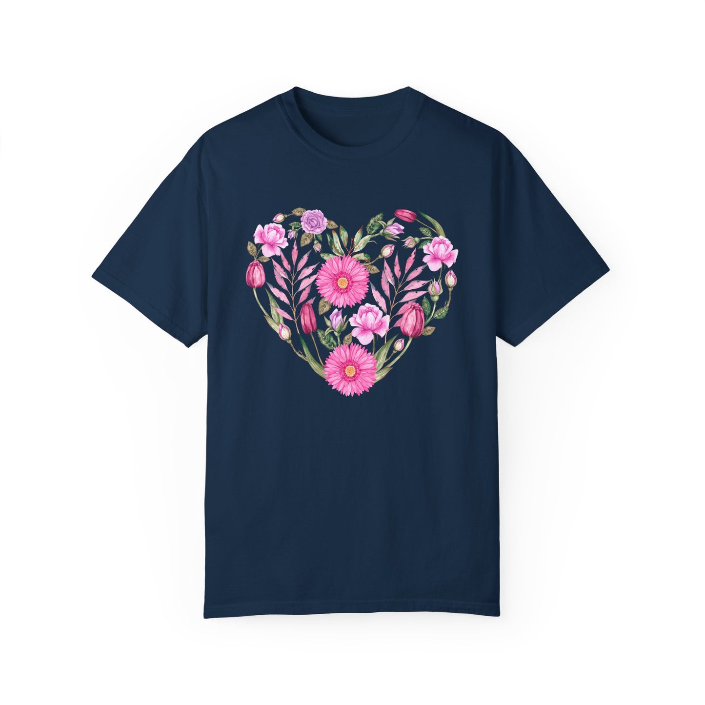 Pink Flowers Heart - Comfort Colors Shirt
